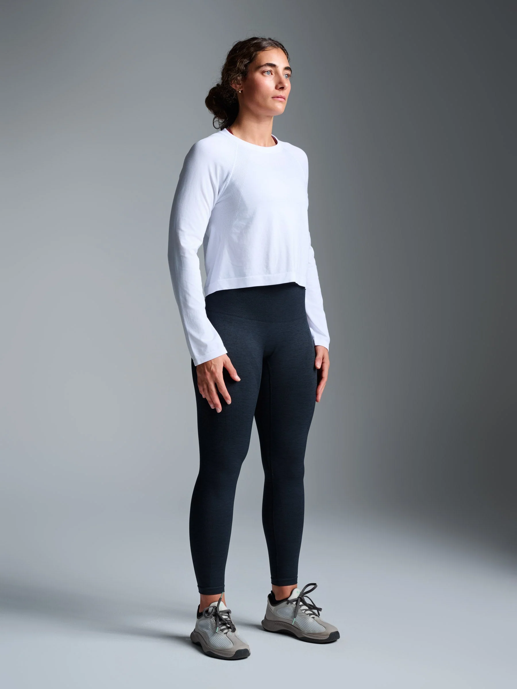 HERE TODAY Cropped Long Sleeve Tee White - Image 4