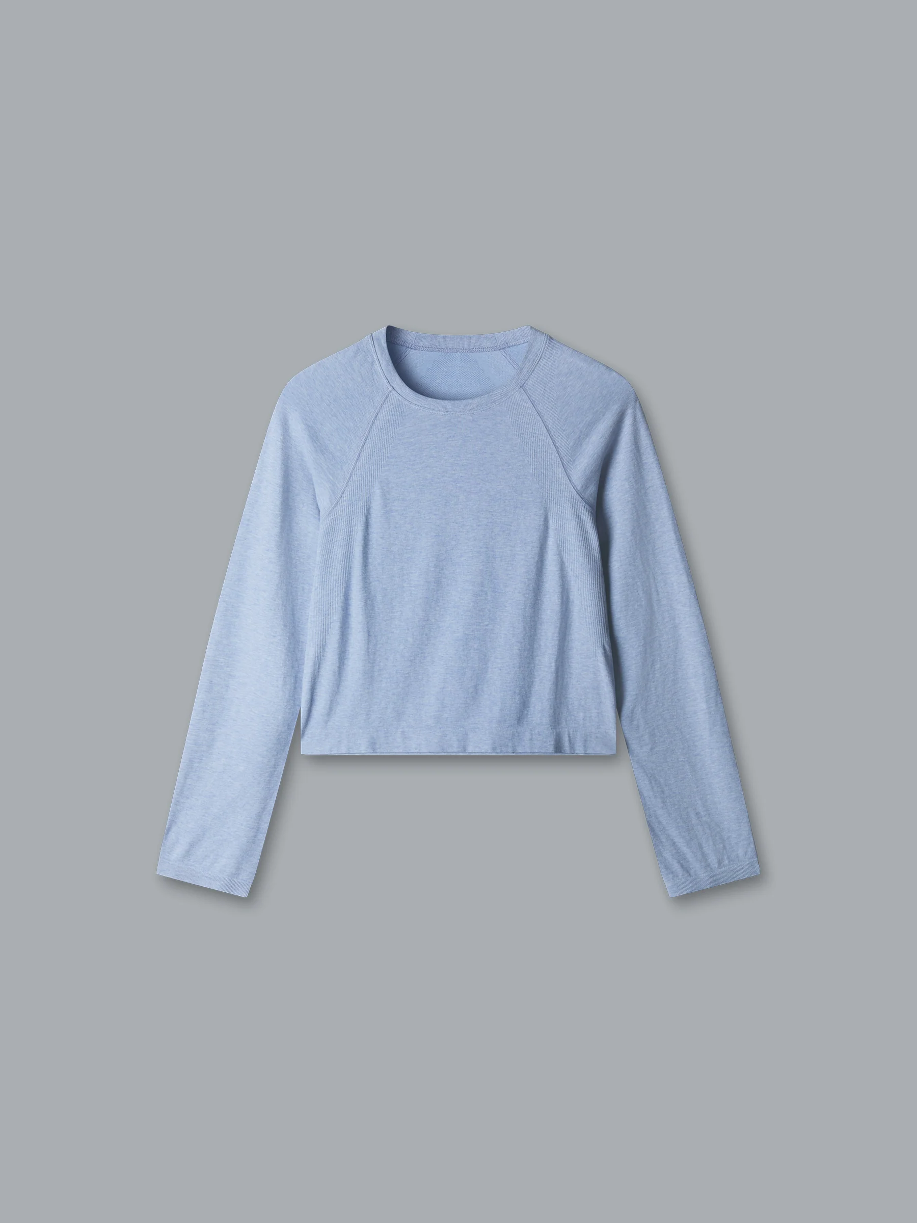 HERE TODAY MELANGE Cropped Long Sleeve Tee Blue Marl - Image 3