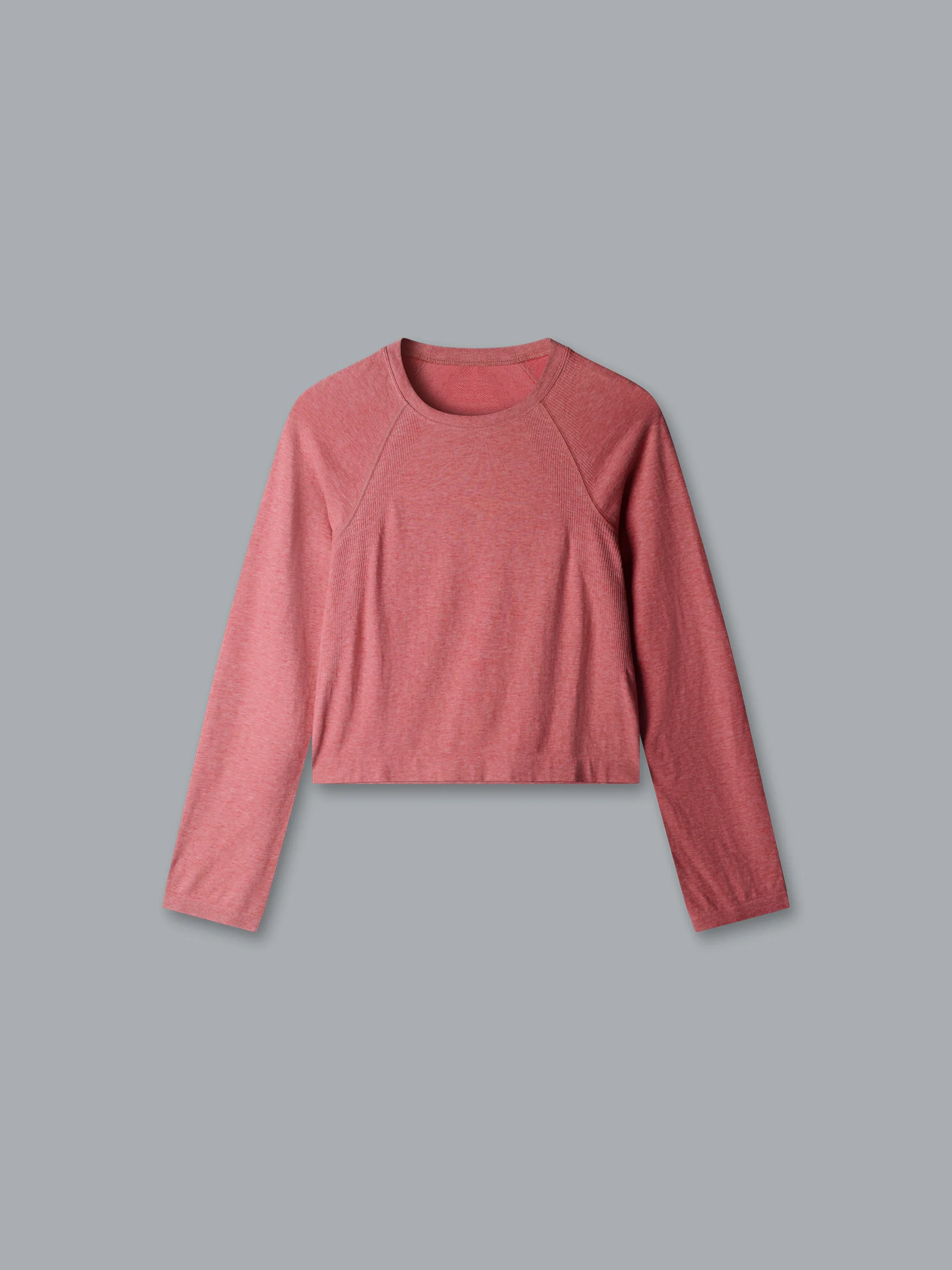 HERE TODAY MELANGE Cropped Long Sleeve Tee Earth Marl - Image 3