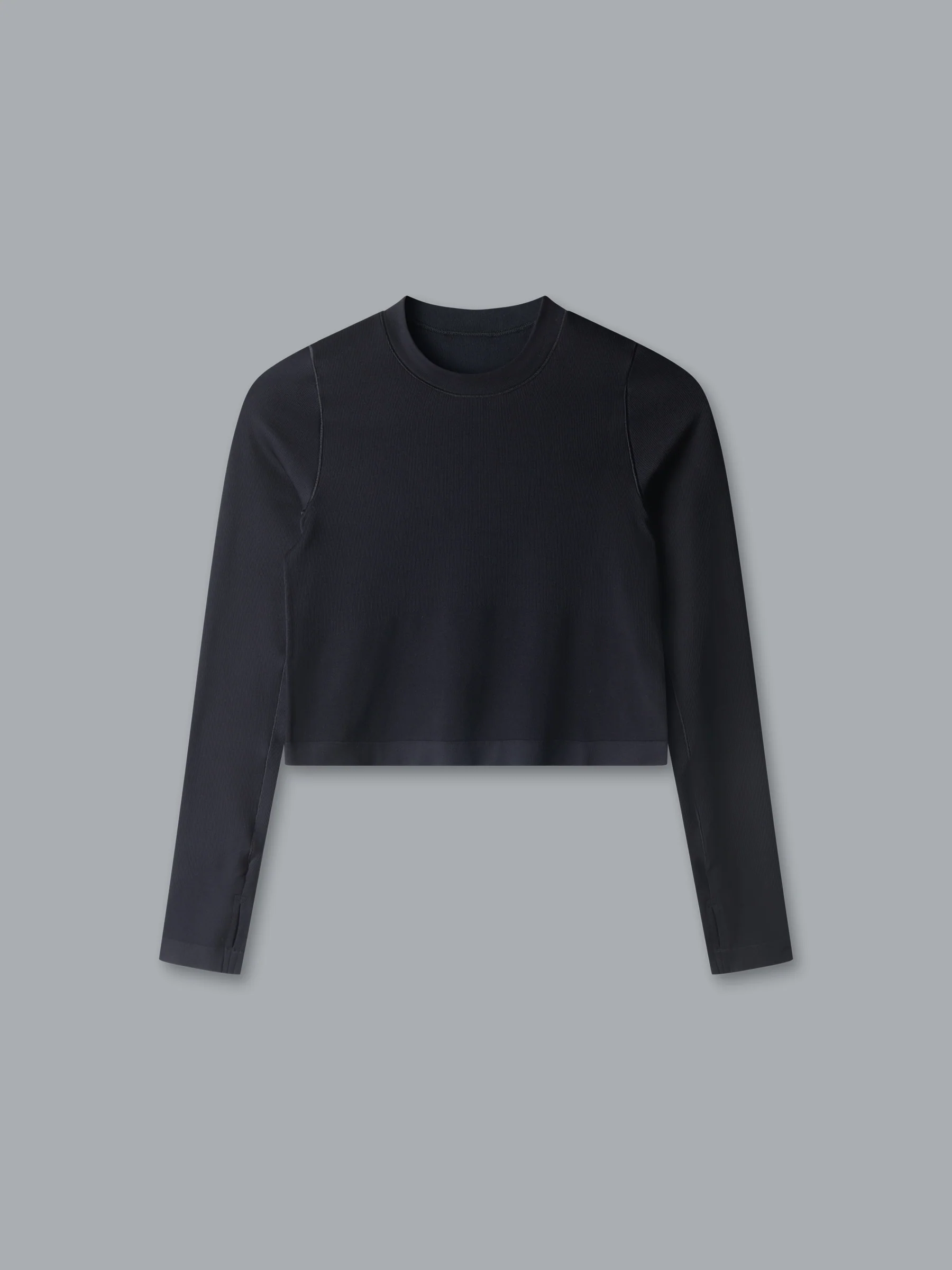 POWER CROP Long Sleeve Top Black - Image 3