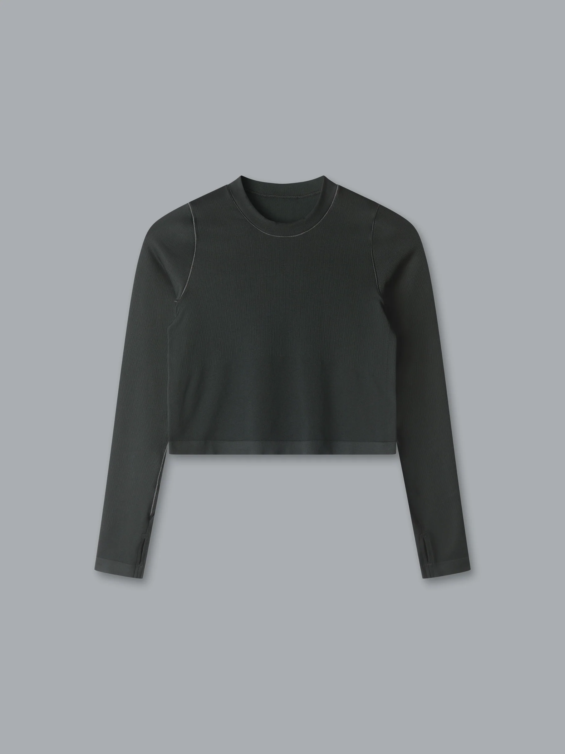 POWER CROP Long Sleeve Top Olive - Image 3